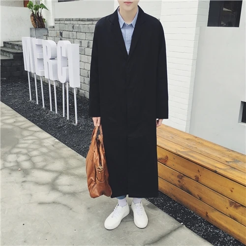 

Over-the-knee ultra long paragraph trench male 2022 autumn thin lengthen outerwear personality casual loose cloak