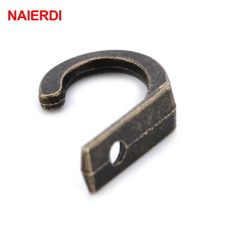 NAIERDI 30PCS Small Antique Hooks Wall Hanger Curved Buckle Horn Lock Clasp Hook For Wooden Jewelry Box Furniture Hardware