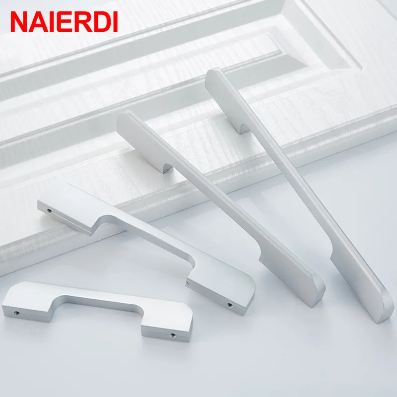 NAIERDI – poignée de meuble en alliage d'aluminium, avec vis, Simple, à la mode, pour tiroir, armoire, garde-robe