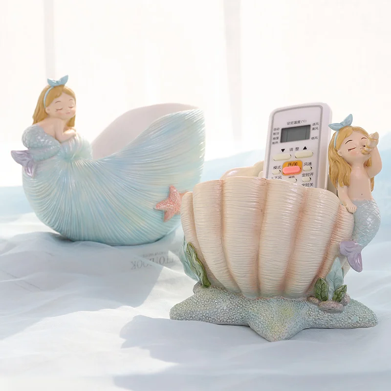 

Creative Shell Mermaid Storage Box, Fairy Garden Miniatures Crafts, Resin Figurines, Flower Vase, Living Room, Home Decoration