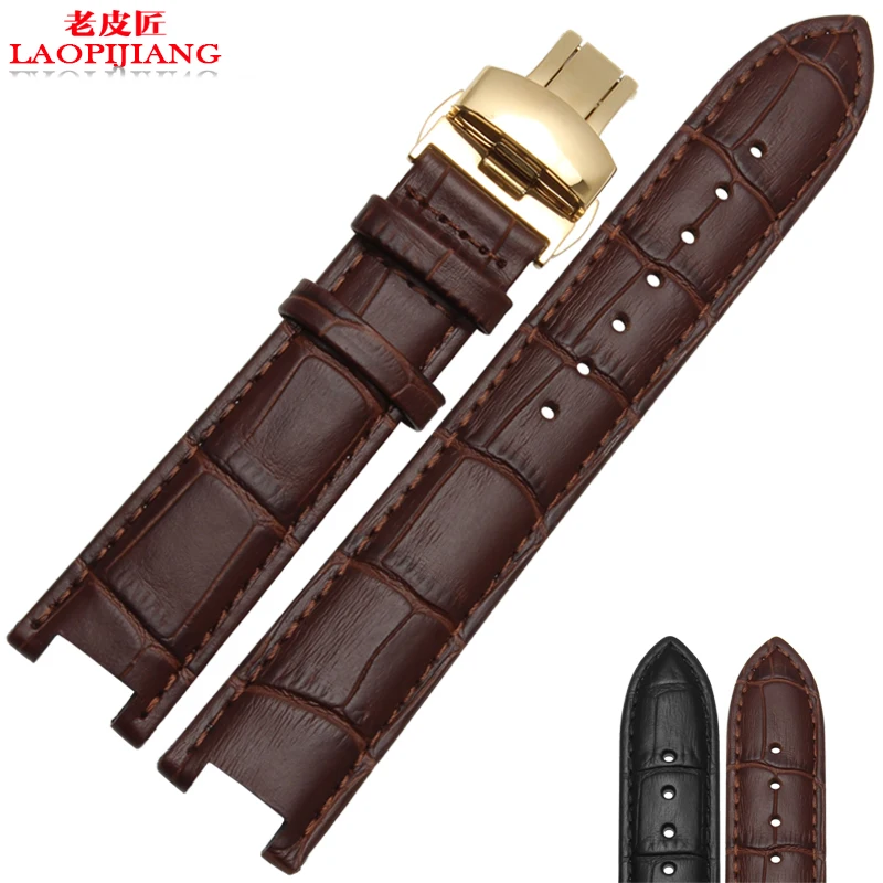 Notched genuine leather watchband for GC watch band 22*13mm 20*11mm quality genuine leather strap with Screws wristwatches band