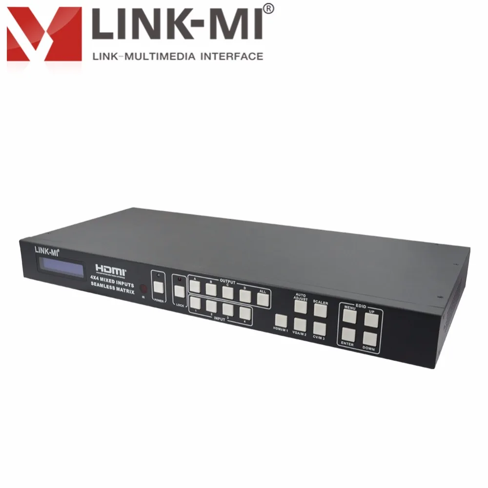 Comutador matricial 4x4, controle de vídeo para parede, 4x1, multivisor, hdmi, vga, entrada av, processador edid