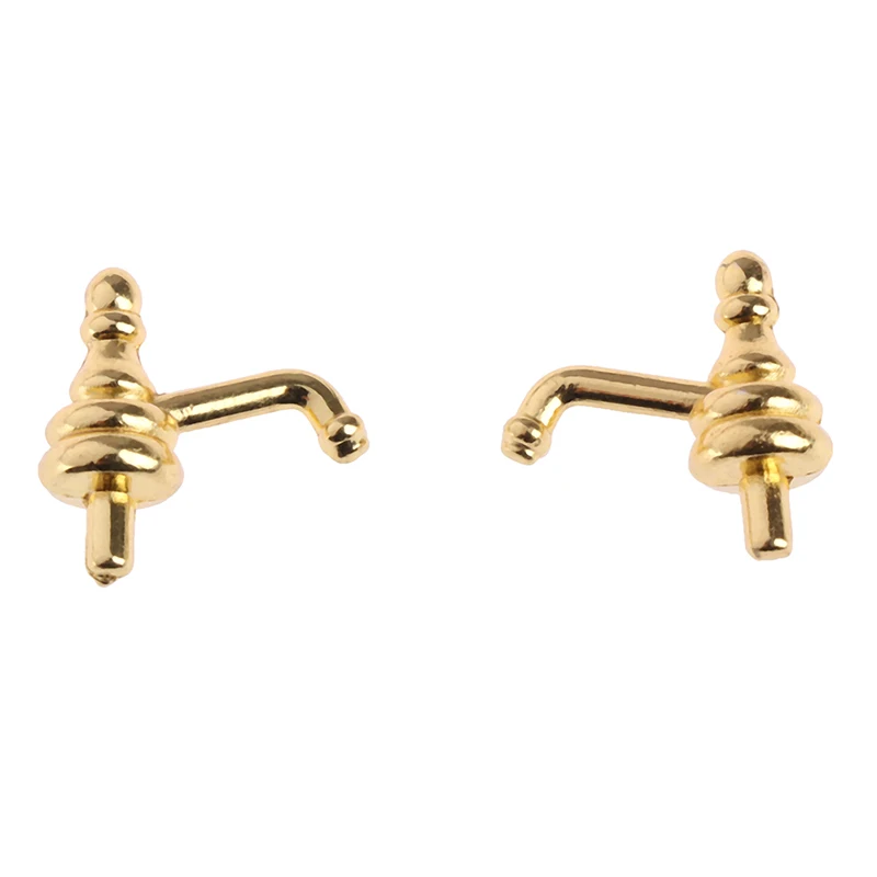 2PCS 1:12 Miniature Metal Water Tap Faucet Dollhouse Bathroom Furniture Toy Dollhouse Miniature Faucet