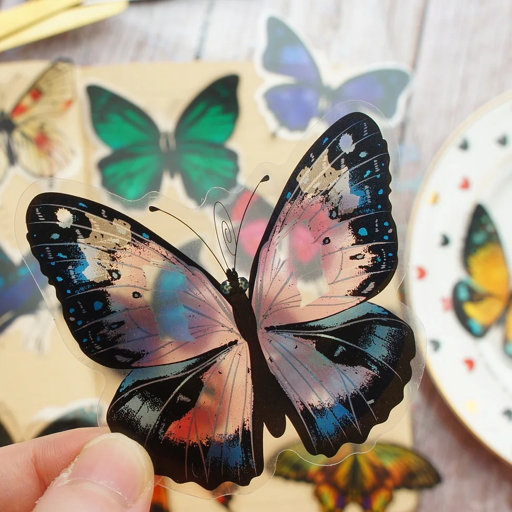 28pcs Tropical Rainforest Butterfly Jungle Style PVC Sticker Scrapbooking DIY Gift Packing Label Decoration Tag