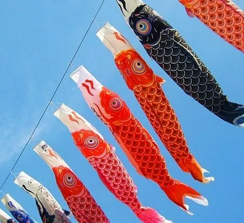 Koinobori Koi Nobori Carp Windsocks Streamers Fish Flag party Decoration Med Fish Kite Hang Wall Decor 15.7inch-59inch 5colors