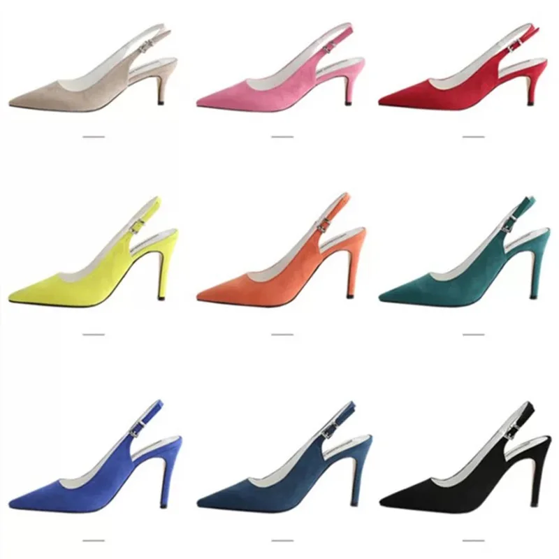 Scarpe da donna Multicolor Suede Slingback Sexy 6CM/8.5CM/10CM décolleté con tacco alto e sandali Dress Party OL Valentine