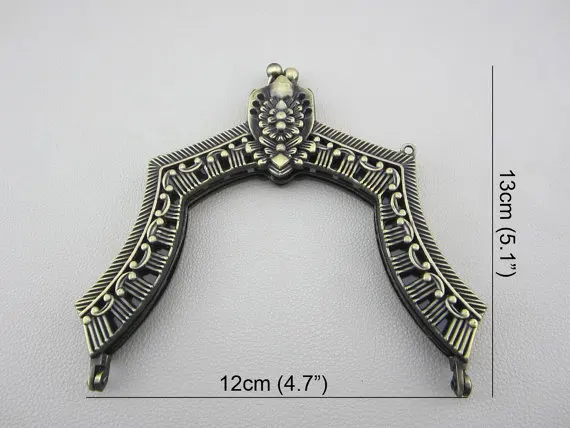 Size 12X13 CM Antique brass Crystal Metal Kiss Lock Purse Frame Sewing Obag Handle DIY Handbag Replacment Metal Purse Frame