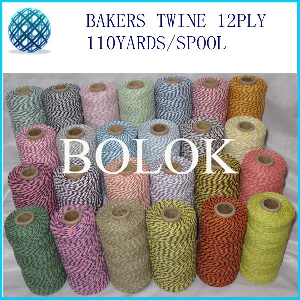 

100% Cotton Baker twine (110yard/spool)50pcs/lot divine twine, rope 55 kinds color wholesale