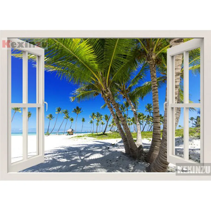 

kexinzu Full Square/Round 5D Diy Diamond Painting Cross Stitch "Window Scenery " Diamond 3D Embroidery Mosaic Home Decor 060