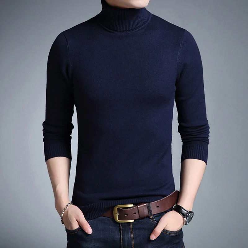 2023 Fashion Brand New Turtleneck Sweater Men Mens Pullover Slim Fit Jumpers Knitred Autumn Casual Men Clothes Pull Homme