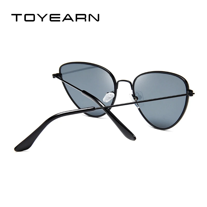 TOYEARN Vintage Sexy Ladies Cat Eye Sunglasses Women Fashion Clear Red Eyewear Metal Frame Sun Glasses For Female UV400