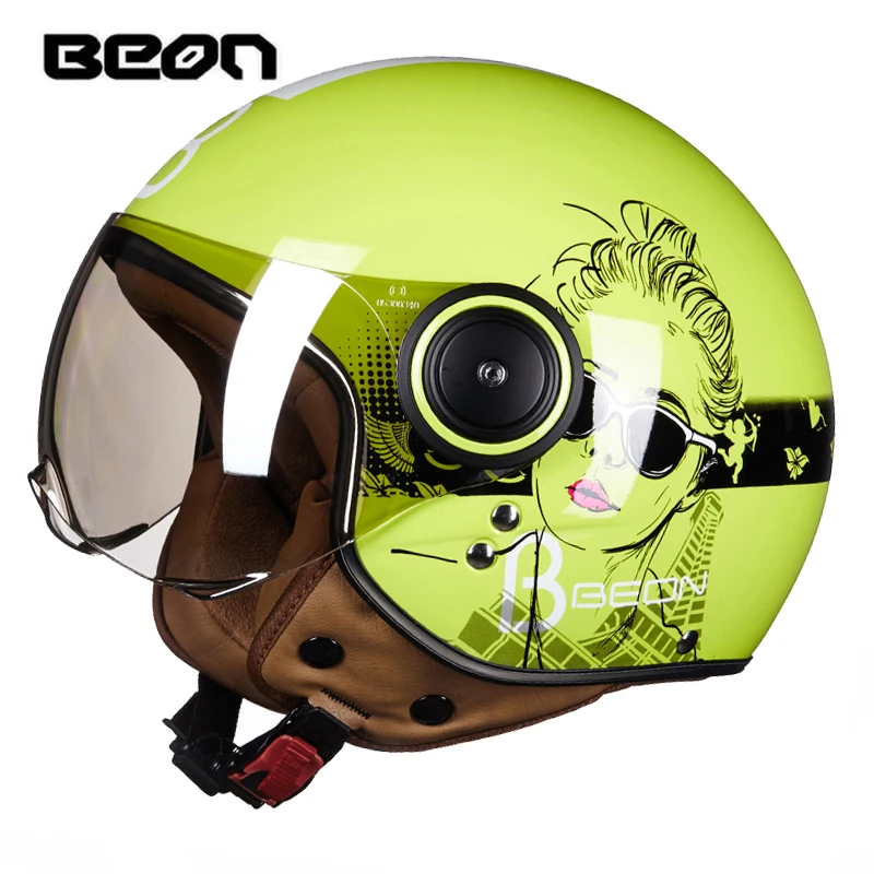 New arrival BEON motorcycle helmet Vintage scooter open face helmet Retro E-bike helmet ECE approved Italy flag moto casco B110B