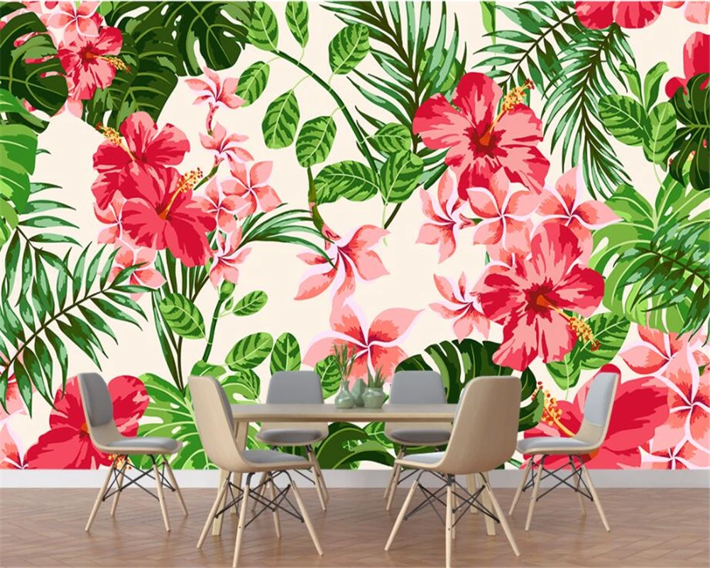 

beibehang Custom modern home background decorative wallpaper fresh rainforest plant floral Palm leaves murals papier peint