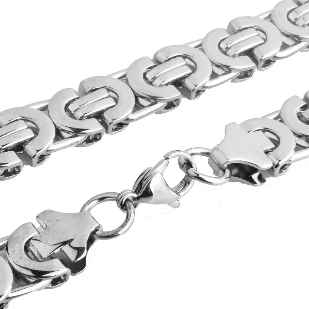 6/8/11MMWide Popular Jewelry Stainless Steel Silver Color Handmade Byzantine Flat Chain Men Women Necklace Or Bracelet 7-40\