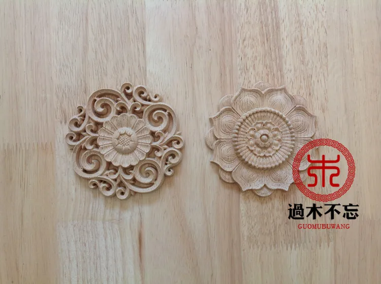 Wood dongyang wood carving fashion circle flower wood door flowers lotus ofhead applique