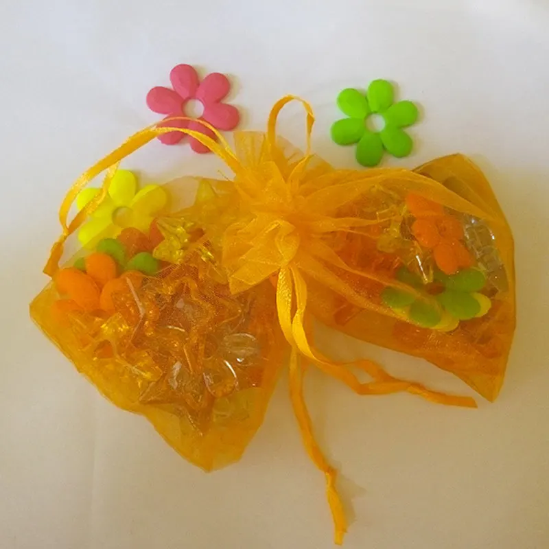 100pcs 25*35cm Orange Organza Gift Bag Jewelry Packaging Display Bags Drawstring Pouch For Bracelet/Necklace Mini Yarn Bag