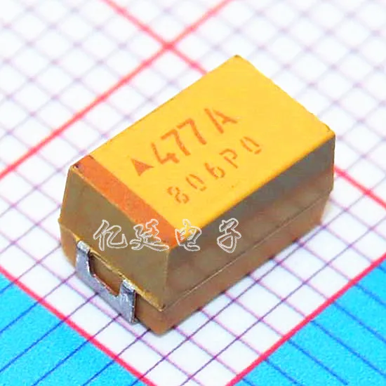 

20pcs Chip tantalum capacitors 477A 470UF 10V E type 7343H 2917 yellow polar gall capacitors