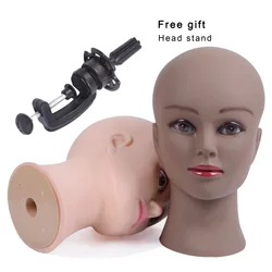 Bald Mannequin Head with Stand Holder Female Mannequin Head for Wig Making Cap Display Hair Styling Makeup Practice