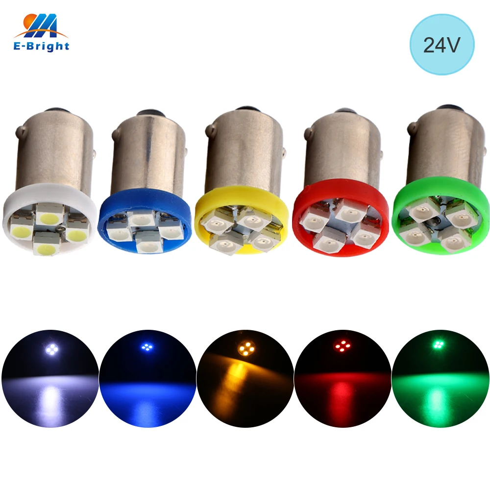 10 PCS 24V DC BA9S LED Bulbs T4W T11 Dome Map Lights BA9 1895 1891 53 57 Parking Interior Lamps Side Marker Light for Car Trucks