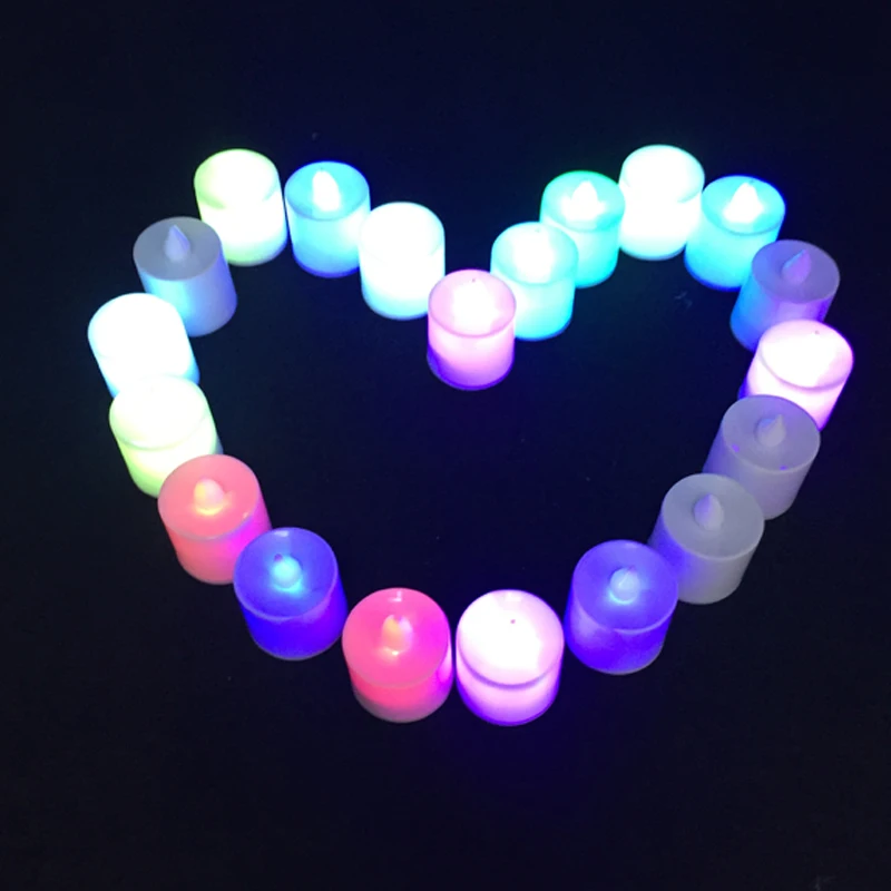 Hot selling 100pcs Battery Powered LED Simulation Multicolor candle lamp Flameless Flashing Tea Light Home Wedding Birthday Part