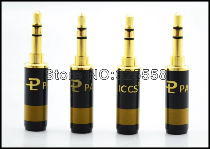 Paliccs gold plated 3.5MM Stereo 3Pole Audio Connector male adpater For DIY Solder 4PCS