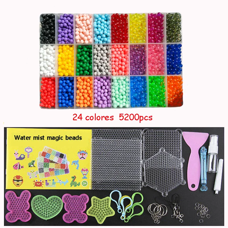 24 zestaw kolorów napełniania koraliki puzzle kryształ DIY spray wody zestaw koralików gry w piłkę 3D handmade magiczne zabawki dla dzieci