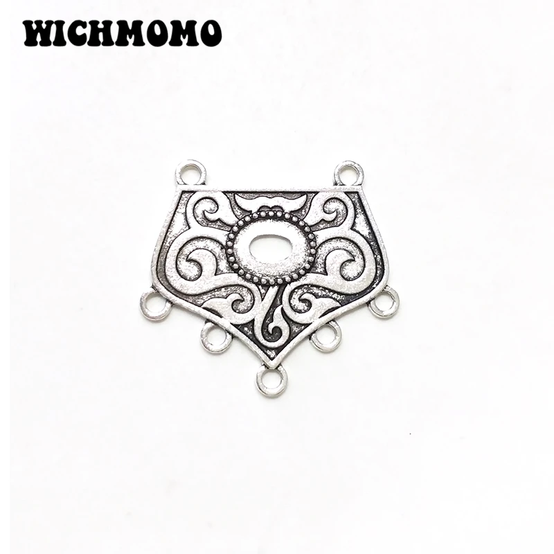 New 32*35mm 5 Pieces Retro Zinc Alloy  Pentagon Connectors Porous Linker for DIY Necklace Jewelry Accessories PJ541