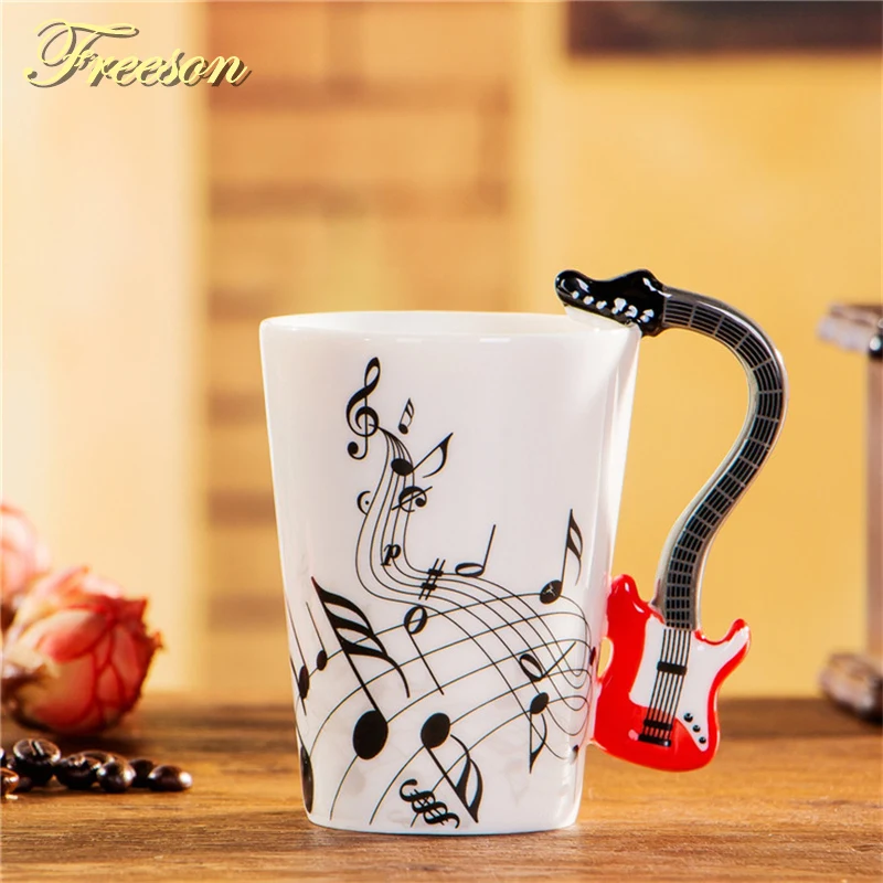 

240/400ml Creative Electric Guitar Mug Music Beer Mug Ceramic Coffee Cup Porcelain Tea Cup Cafe Coffee Mug Tumbler Decoration