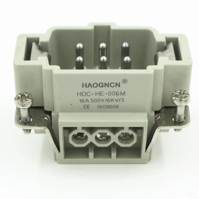 HDC-HE-006-M Heavy Duty connector 6 pin 16A rectangular connector hot runner