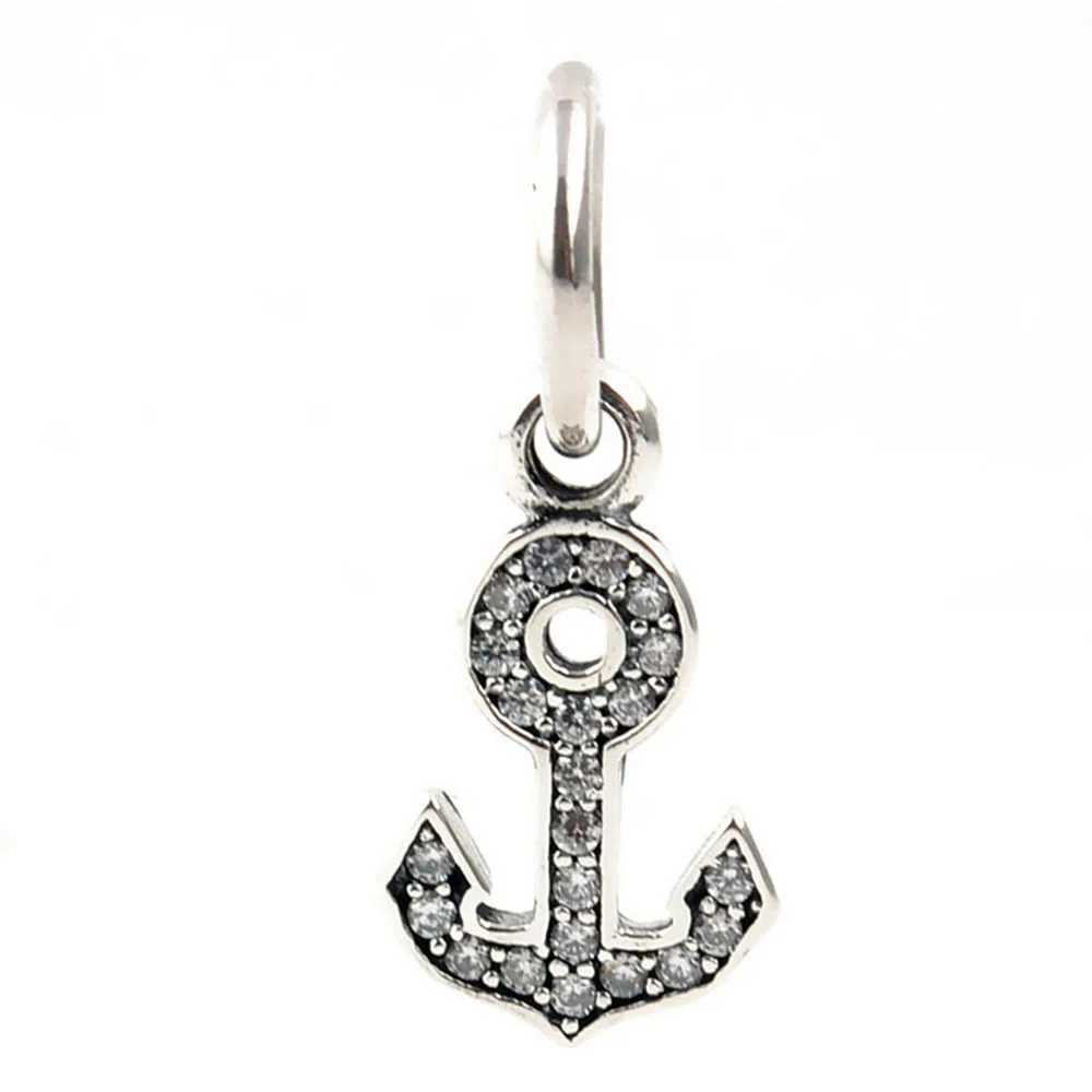 

Authentic 925 Sterling Silver Charm Compact Anchor Crystal Pendant Beads For Original Pandora Charm Bracelets & Bangles Jewelry