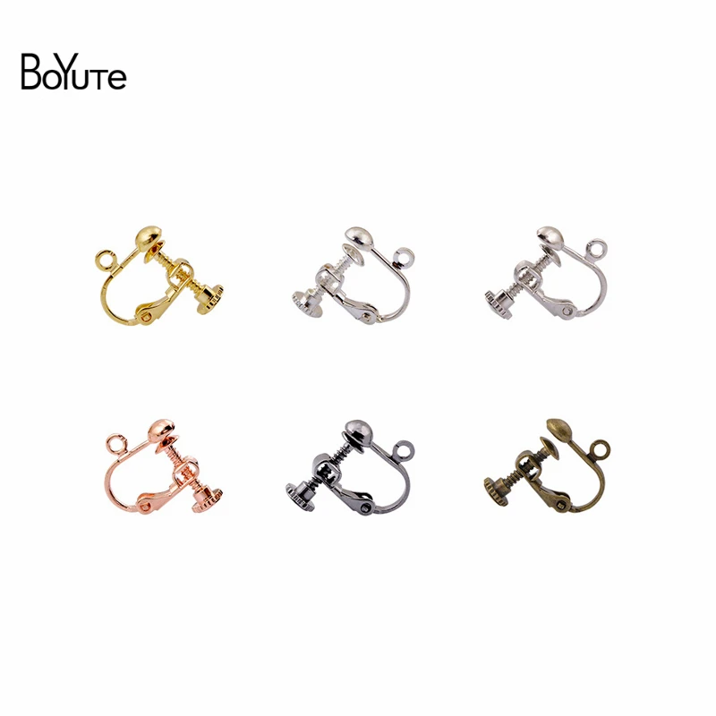 

BoYuTe (50 Pieces/Lot) Clip Earrings without Piercing Metal Brass U Shaped Screw Earrings Jewelry Accessories