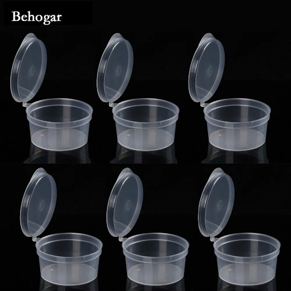 Behogar-recipiente transparente desechable para salsa, recipiente con tapas para comida, barbacoa, Picnic, restaurante, accesorio, 1,5 oz, 35ml, 50 unidades