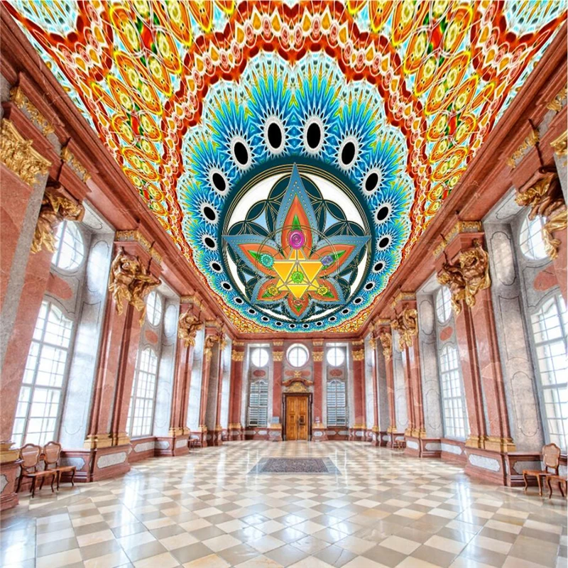 

beibehang floor painted to the European-style large-scale classical golden age zenith murals papel de parede 3d para sala ata