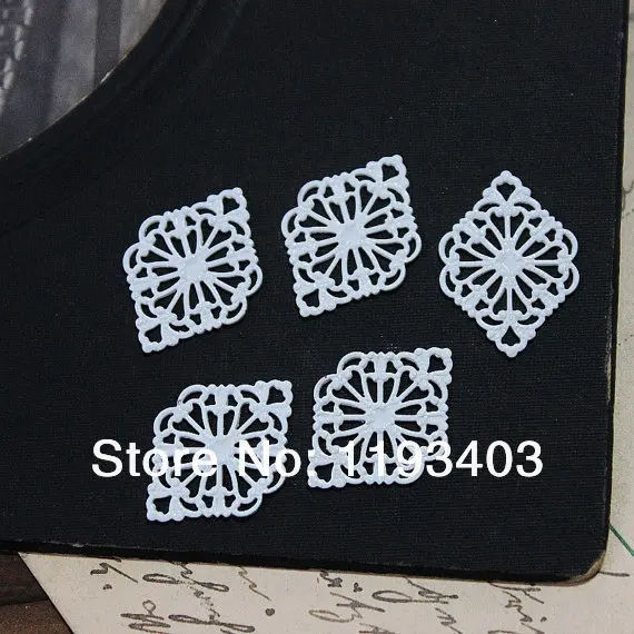 Min.mix order($9.9) 20PCS White Enameled  brass Filigree Jewelry  Setting  Base Connector Finding  16x22mm (FILIG-EW-6)