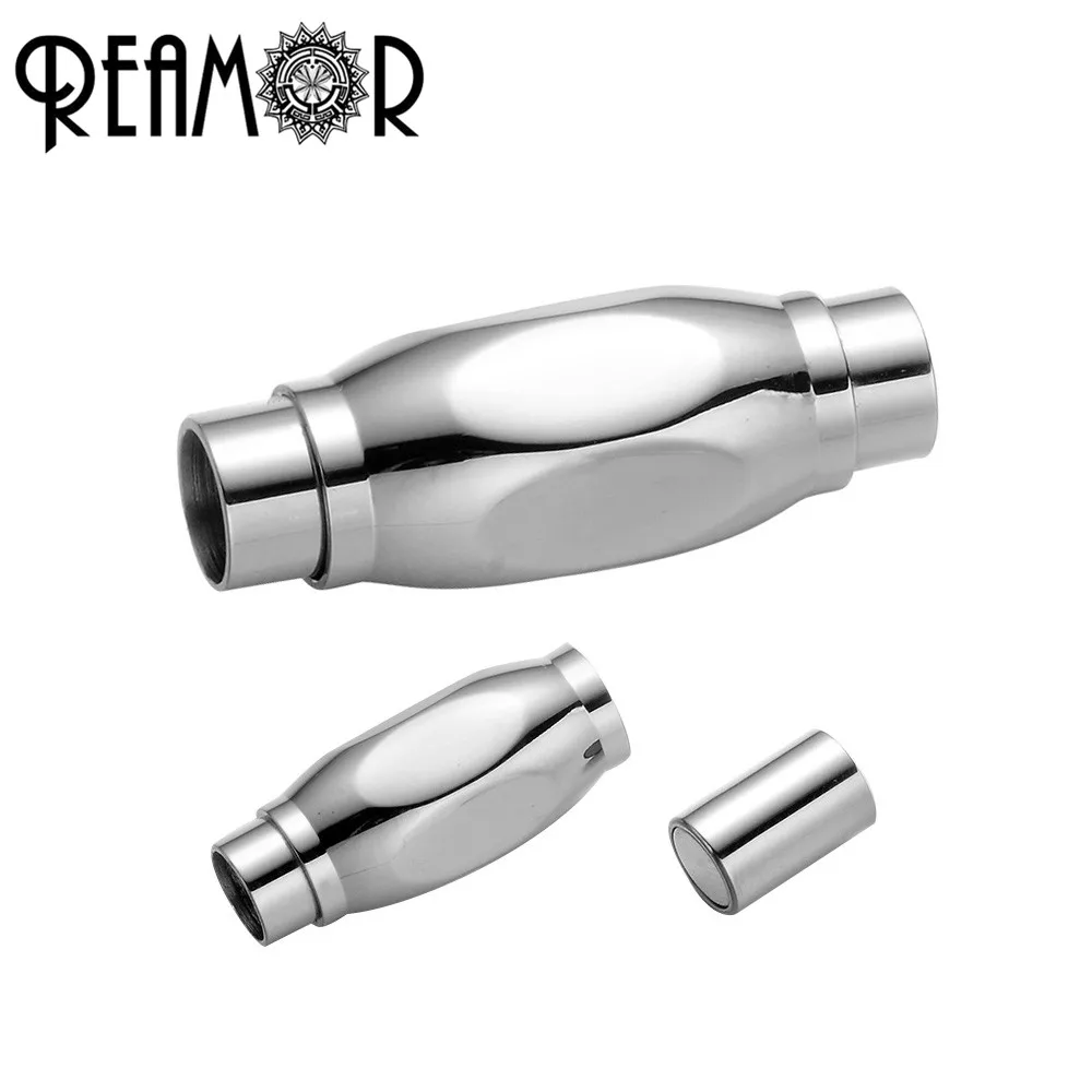 

REAMOR High Polished 316l Stainless Steel 5mm Magnet Buckle Connectors For Leather Bracelet Magnetic Clasps DIY Jewelry Making