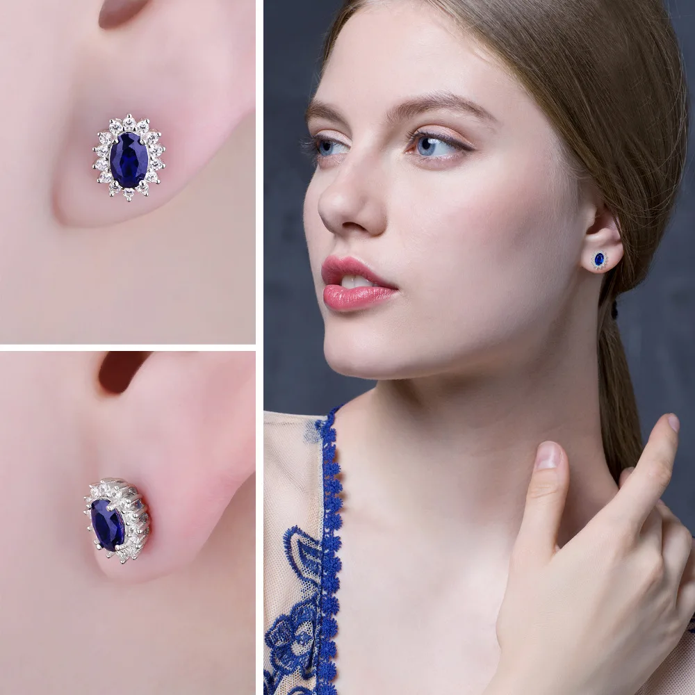 JewelryPalace Created Sapphire Ruby 925 Sterling Silver Stud Earrings Natural Amethyst Citrine Garnet Peridot Topaz Gemstone