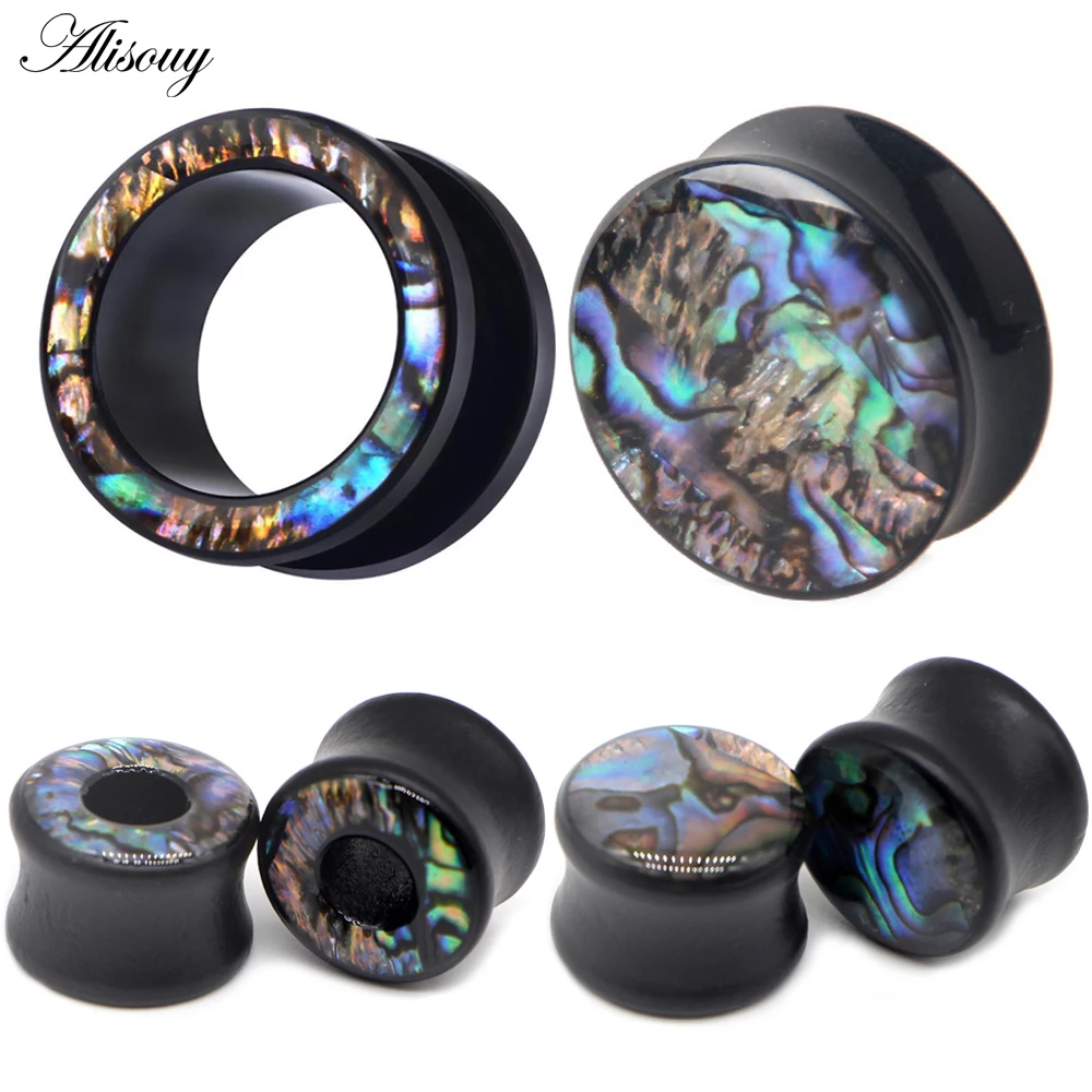 2 SZTUK Punk Akrylowe zatyczki do uszu Shellhard Abalone Shell Wood Ear Gauges Plugs Biżuteria do przekłuwania ciała Ekspander do uszu 6mm -25mm