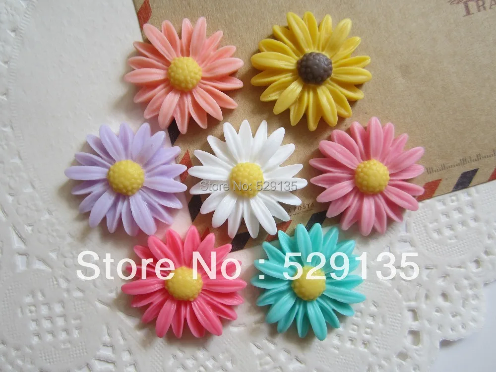 

Милый цветок из смолы, Смола Кабошон с плоской задней поверхностью для украшения телефона, домашнего рукоделия, сделай сам (27 мм)