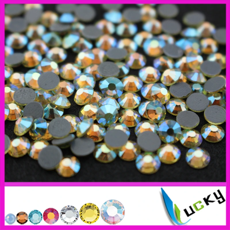 Top quality flat back hotfix rhinestones! 1440pcs ss20 Jonquil AB color iron on crystal with strong grey glue super shine