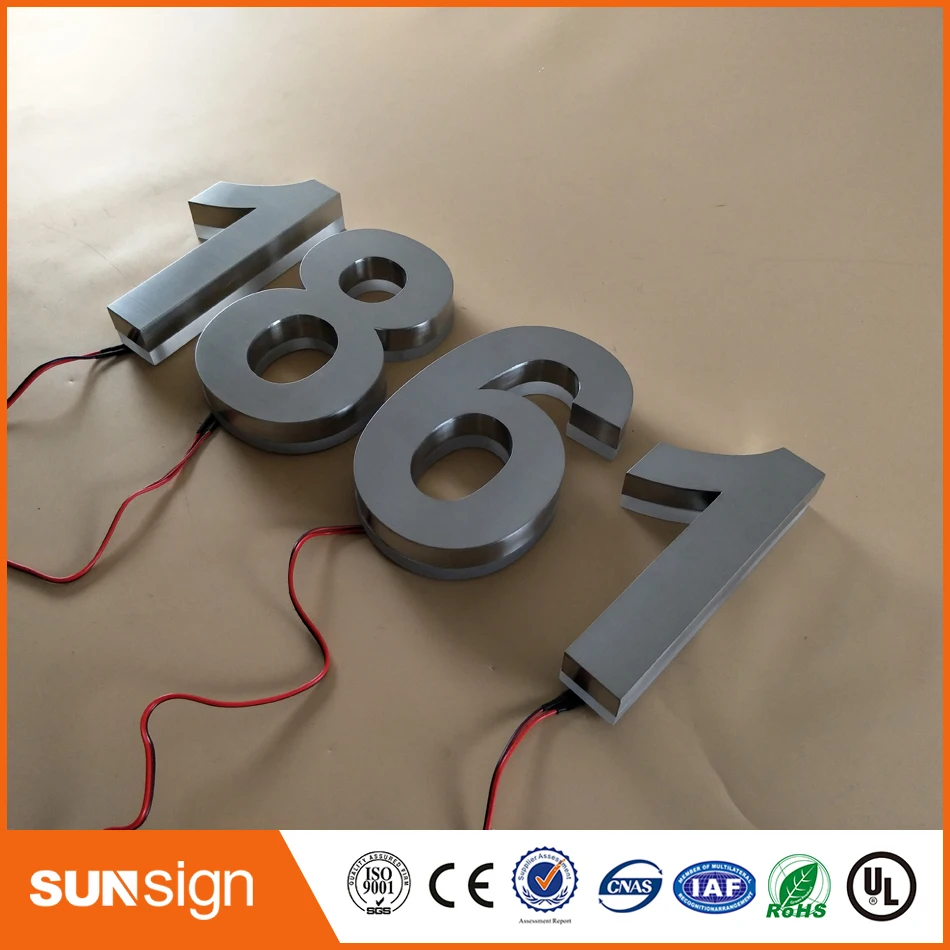 H 25Cm Outdoor/Indoor Outlet Rvs Backlit Huisnummer Led Letters Teken