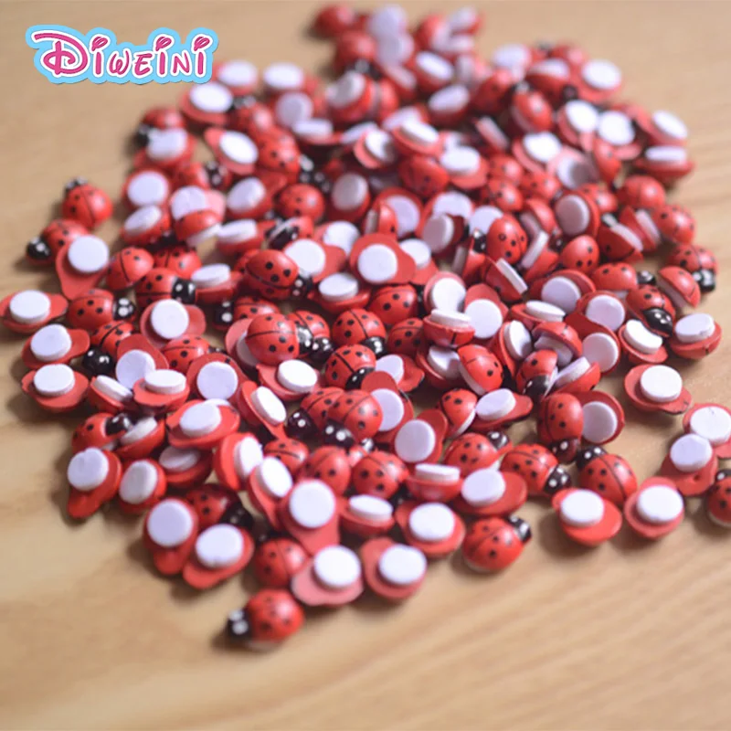 100pcs Red Colorful Ladybugs Stickers cartoon Animal figurine kids toy whiteboard sticker Home Wall Decoration wooden Craft