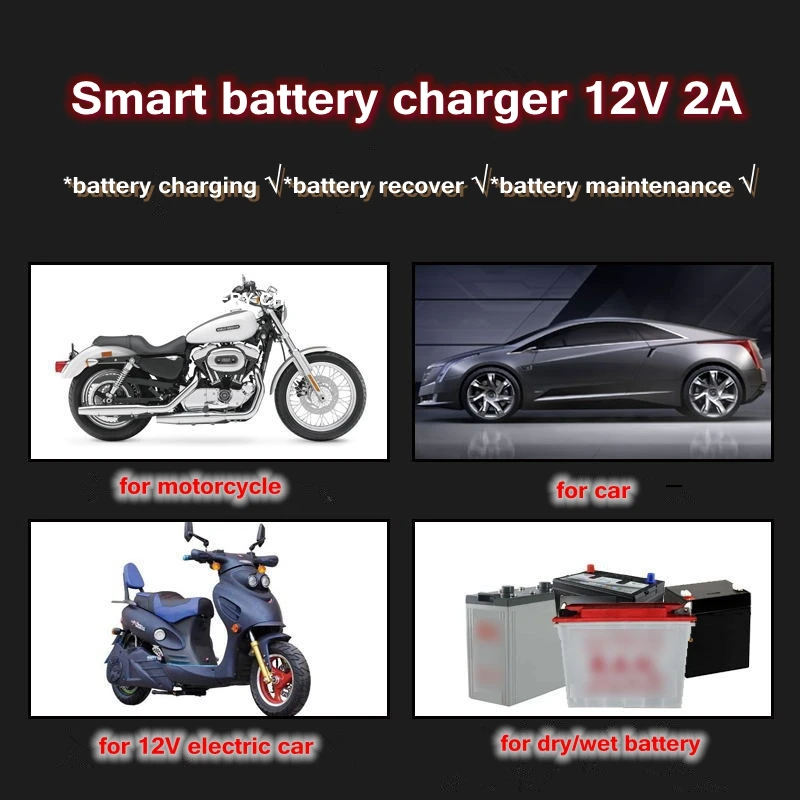 12V 2A Car Battery Charger LED Display 220V 110V Smart Truck Auto Car Charge Charging Tool EU US Plug