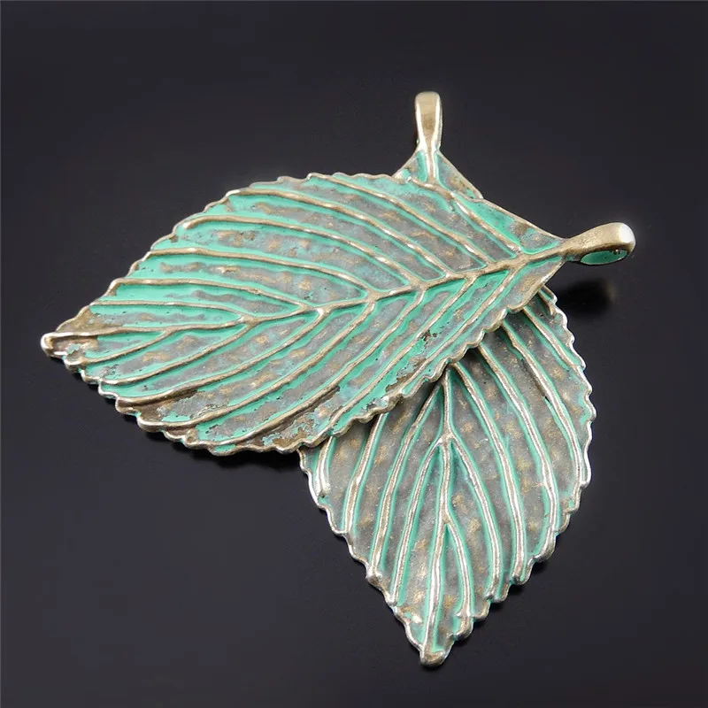 5PCS Retro Antique Bronze Patina Plated Leaf Charms Jewelry Making Accessory Metal Pendant Handmade Crafts Finding