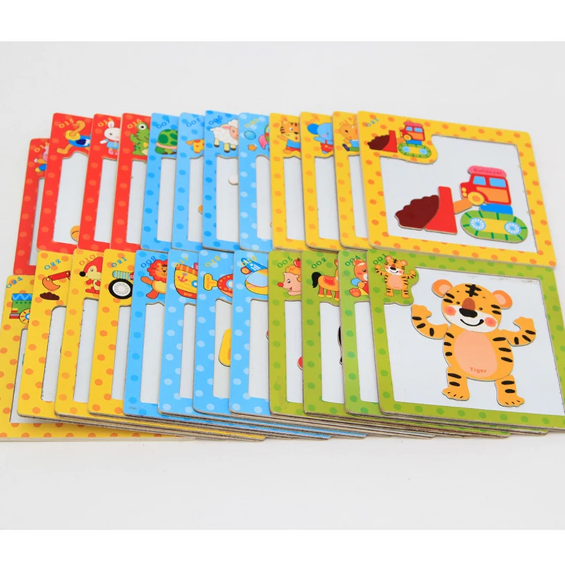 Wooden Children Cartoon Puzzle Magnetic Small Jigsaw Puzzle Toys Children Think Figure Cognitive Early Education Puzzle Toy m68