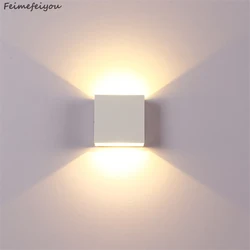 Alumínio levou luz de parede, 6w, para a iluminação exterior, trilho, quadrado, para o quarto, decoração da parede, arte