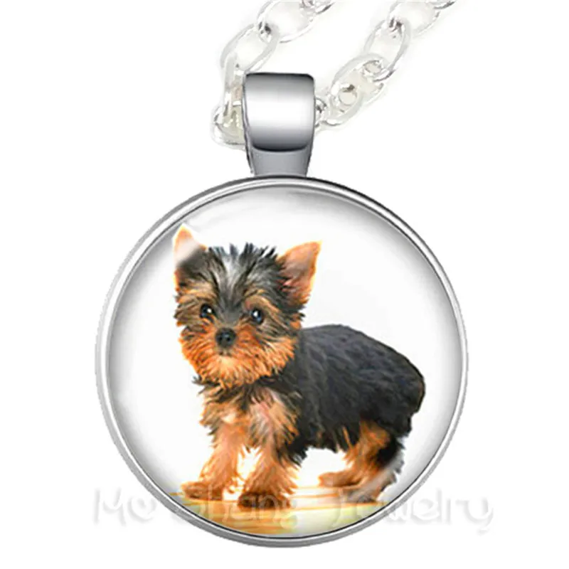 Dog Lover Necklace 25mm Round Glass Dome Animal Handmade Fashion Pendant Creative Gift Jewelry For Women MEN Gift