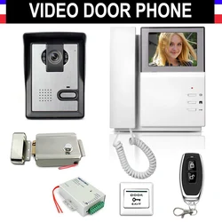 Kit de sistema de timbre de puerta, intercomunicador con vídeo LCD de 4,3 pulgadas, cámara IR, portero automático con cerradura eléctrica, seguridad para el hogar