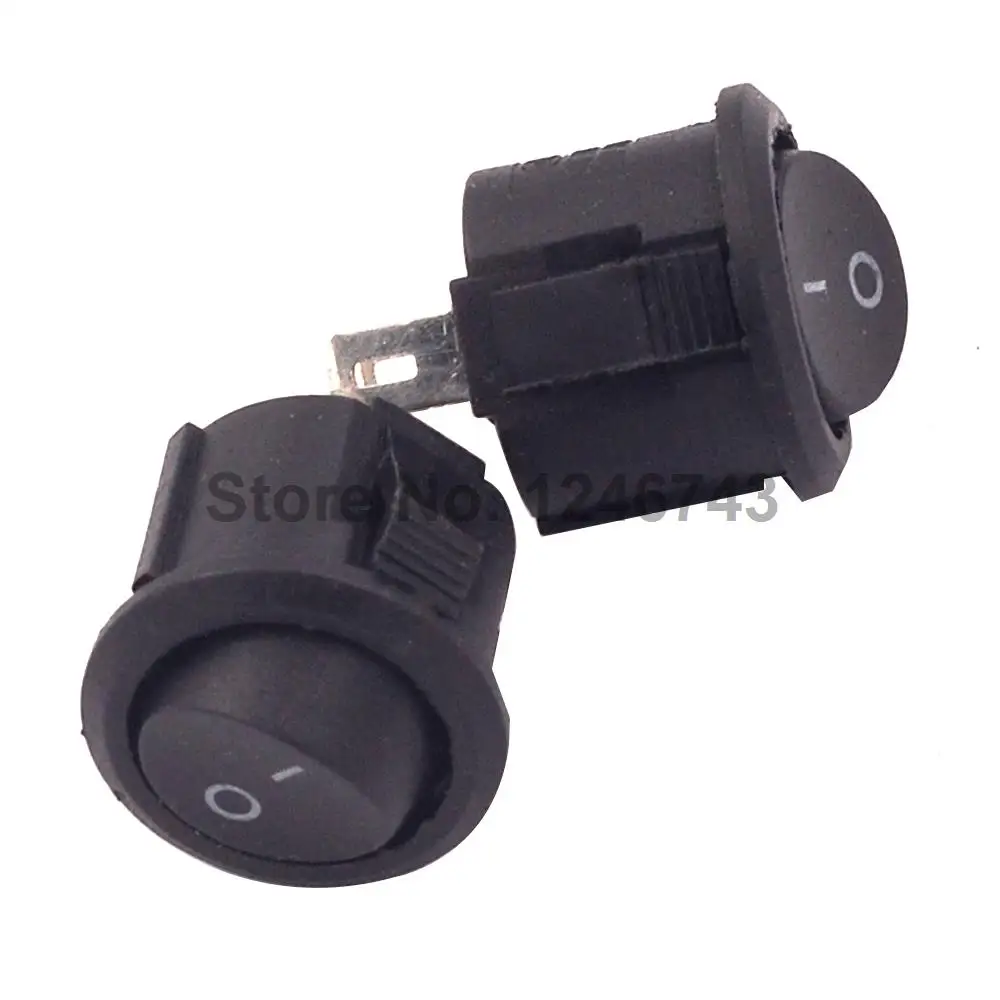 10PCS 16mm Diameter Small Round Boat Rocker Switches Black Mini Round 2 Pin ON-OFF Rocker Switch