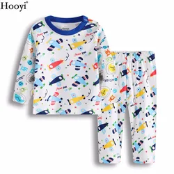 Hooyi Fashion Fighter Baby Boys Clothes Suit 100% Cotton Boys Pajamas Air Plane Bebe Sleepwear Kid Sleep Sets Long Girl Clothing