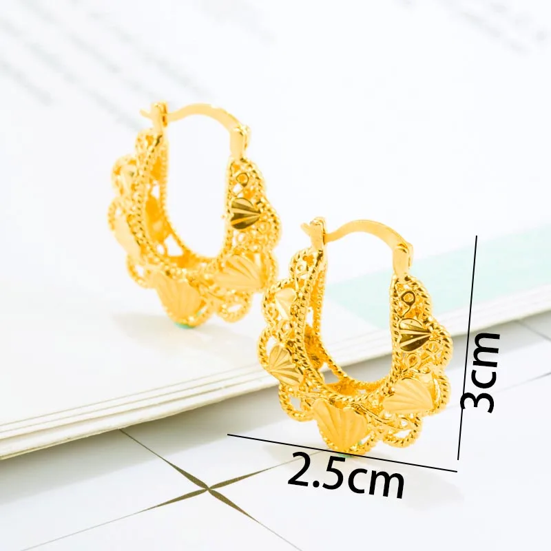 Gold Color Copper Earrings for Women/Girls Arab/African Stud Earring Wedding Jewelry Gifts Gold Filled Earing image 2